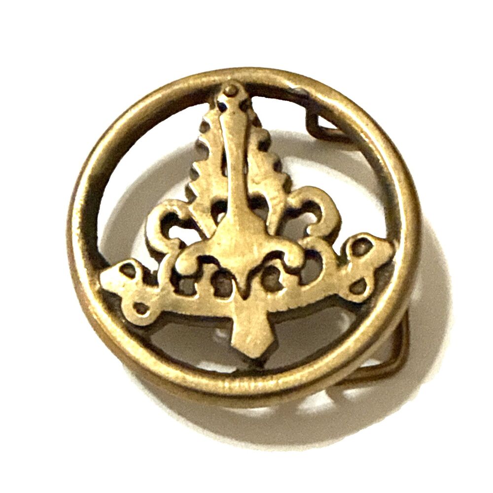 Vintage 1970s Solid Brass Sextant Belt Buckle Nautical Sailing Moving Arm 2 1/4"